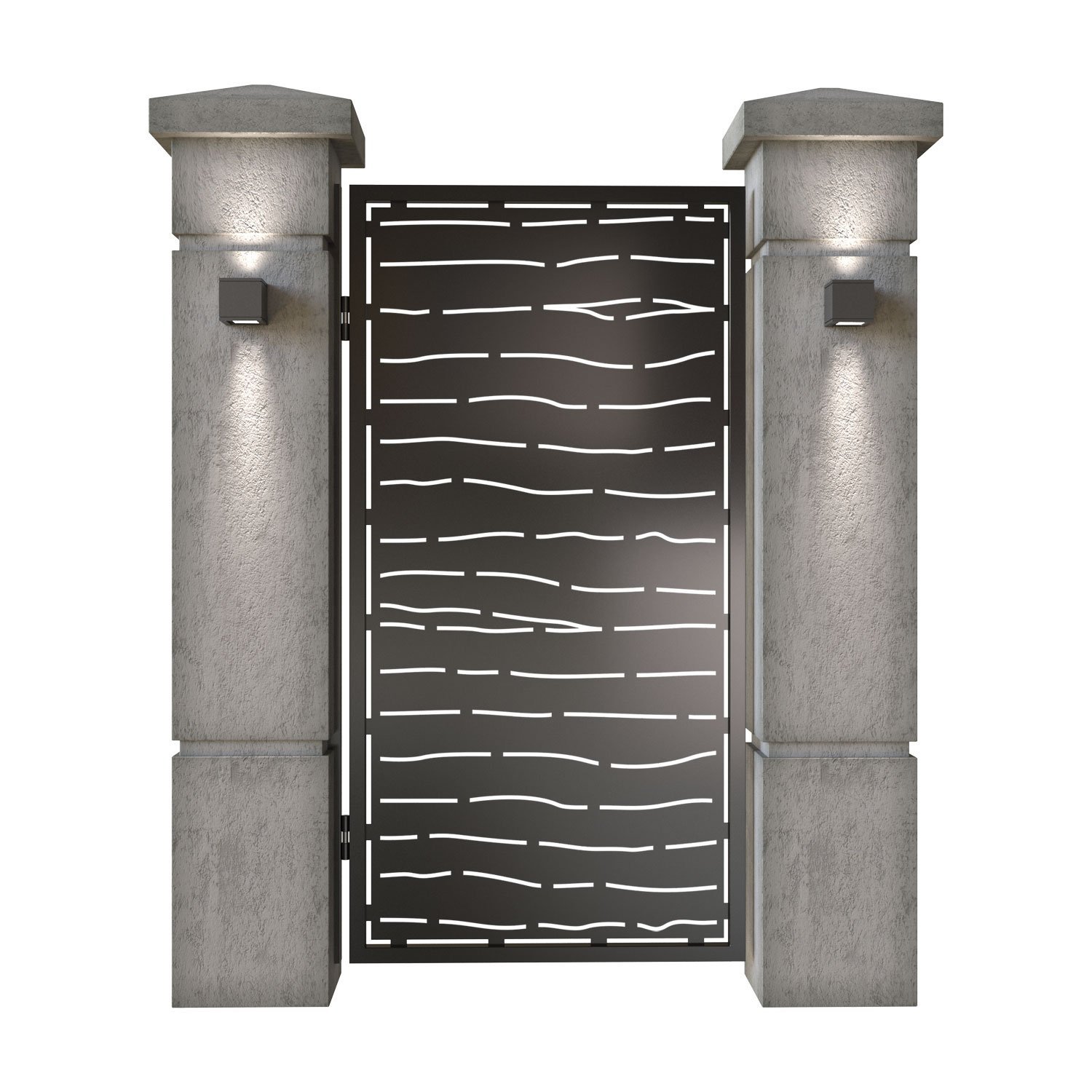 Poarta pietonala din tabla decupata (traforata CNC) cu plasma, model Nairobi, SM NRB01, 990 x 1940 mm, Negru