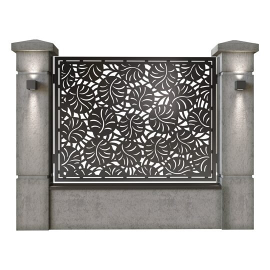 Panou de gard mare din tabla decupata (traforata) CNC cu plasma, model Cosmos, SM CSM03, 1940 x 1500 mm, Negru