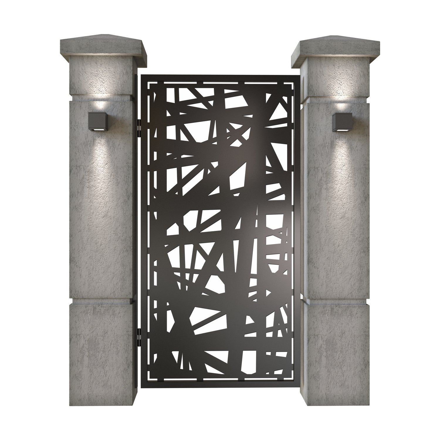 Poarta pietonala din tabla decupata (traforata CNC) cu plasma, model Net, SM NET01, 990 x 1940 mm, Negru