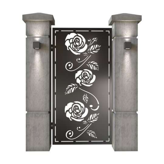 Poarta pietonala din tabla decupata (traforata CNC) cu plasma, model Nostalgia, SM NST01, 990 x 1940 mm, Negru