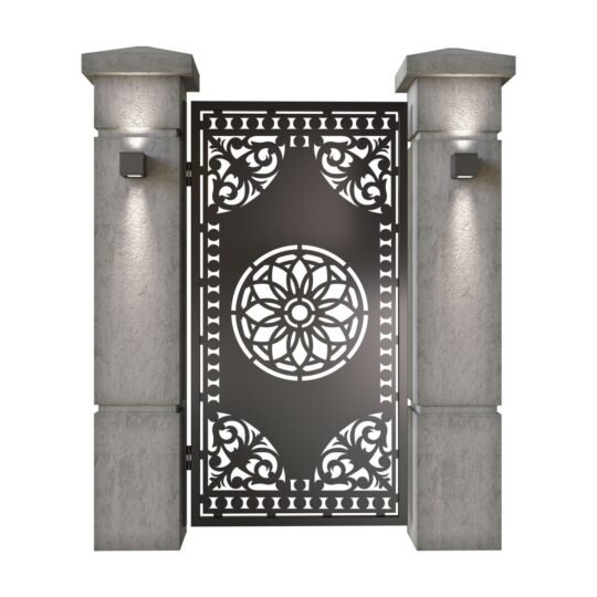 Poarta pietonala din tabla decupata (traforata CNC) cu plasma, model Orient, SM ORT01, 990 x 1940 mm, Negru