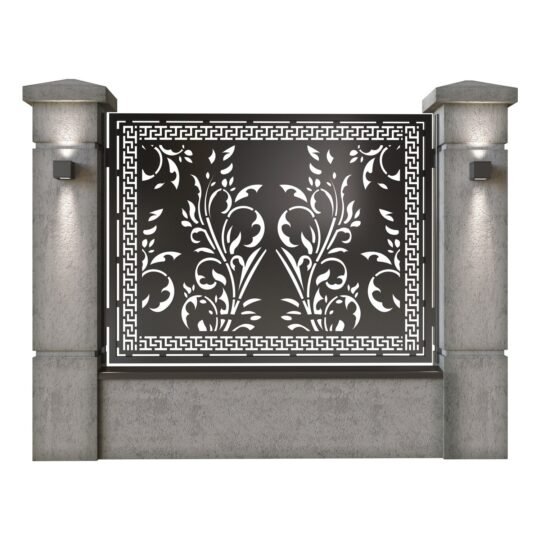 Panou de gard mare din tabla decupata (traforata) CNC cu plasma, model Adora, SM ADR03, 1940 x 1500 mm, Negru