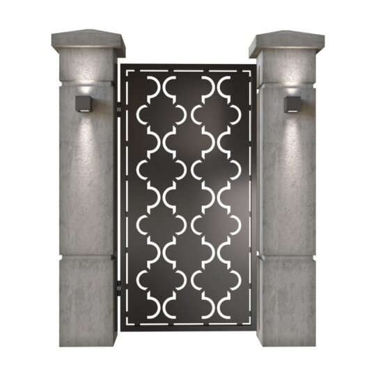 Poarta pietonala din tabla decupata (traforata CNC) cu plasma, model Plaza, SM PLZ01, 990 x 1940 mm, Negru