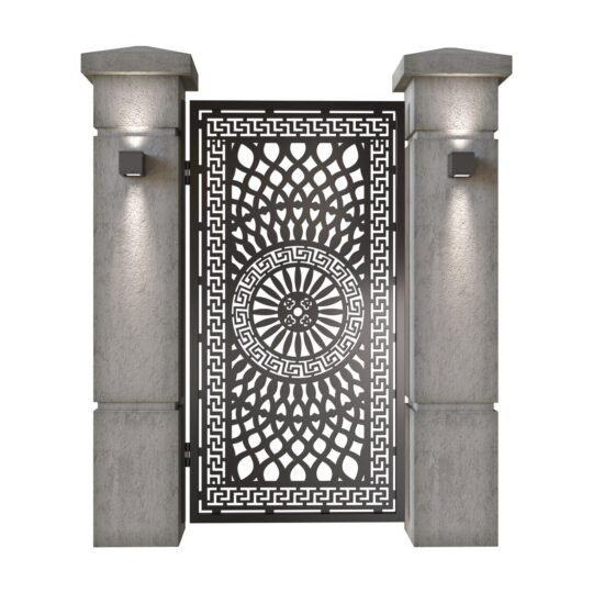 Poarta pietonala din tabla decupata (traforata CNC) cu plasma, model Qatar, SM QTR01, 990 x 1940 mm, Negru