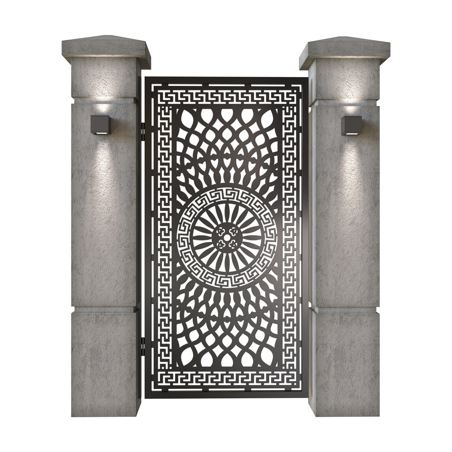 Poarta pietonala din tabla decupata (traforata CNC) cu plasma, model Qatar, SM QTR01, 990 x 1940 mm, Negru