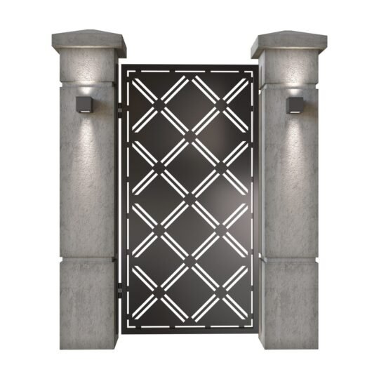 Poarta pietonala din tabla decupata (traforata CNC) cu plasma, model Royal, SM RYL01, 990 x 1940 mm, Negru