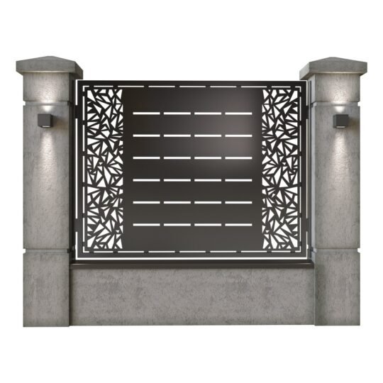 Panou de gard mare din tabla decupata (traforata) CNC cu plasma, model Decor, SM DCR03, 1940 x 1500 mm, Negru