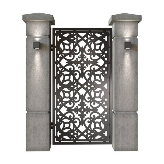 Poarta pietonala din tabla decupata (traforata CNC) cu plasma, model Sante, SM SNT01, 990 x 1940 mm, Negru