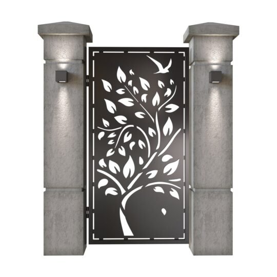 Poarta pietonala din tabla decupata (traforata CNC) cu plasma, model Silva, SM SLV01, 990 x 1940 mm, Negru