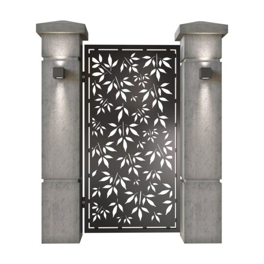 Poarta pietonala din tabla decupata (traforata CNC) cu plasma, model Toamna, SM TMN01, 990 x 1940 mm, Negru