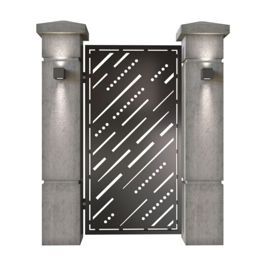 Poarta pietonala din tabla decupata (traforata CNC) cu plasma, model Tokyo, SM TKO01, 990 x 1940 mm, Negru