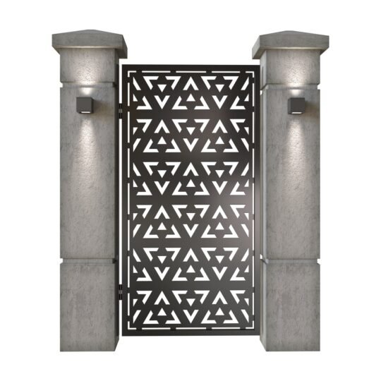 Poarta pietonala din tabla decupata (traforata CNC) cu plasma, model Trio, SM TRIO01, 990 x 1940 mm, Negru