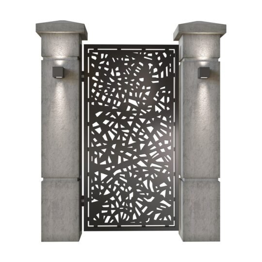 Poarta pietonala din tabla decupata (traforata CNC) cu plasma, model Vitralis, SM VTR01, 990 x 1940 mm, Negru