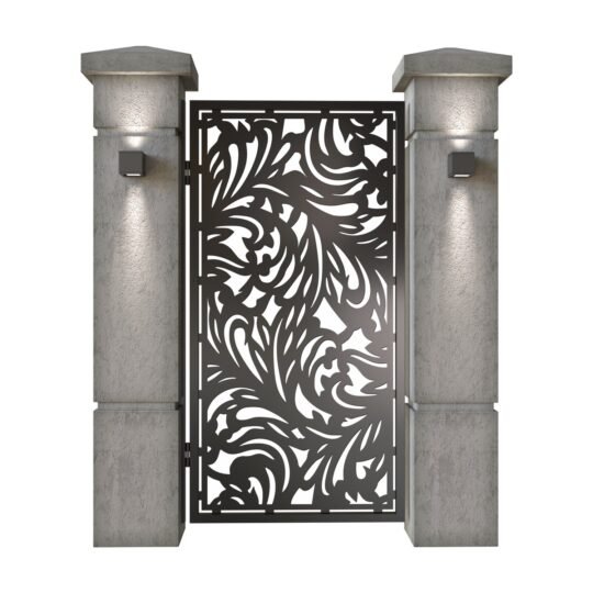 Poarta pietonala din tabla decupata (traforata CNC) cu plasma, model Vortex, SM VTX01, 990 x 1940 mm, Negru