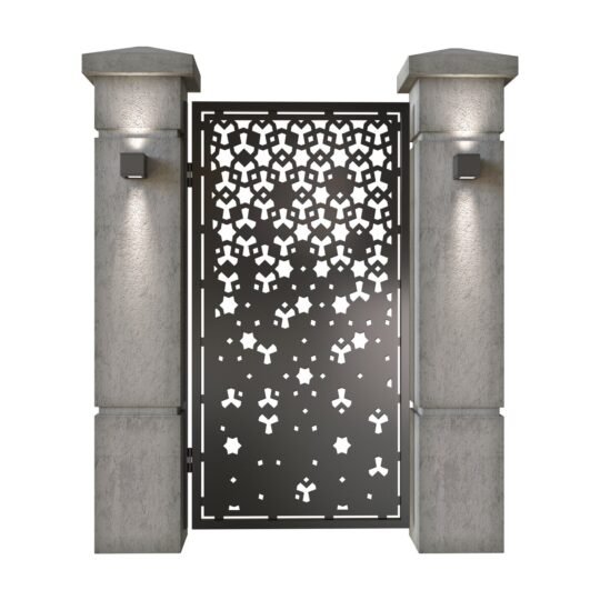 Poarta pietonala din tabla decupata (traforata CNC) cu plasma, model Zara, SM ZRA01, 990 x 1940 mm, Negru