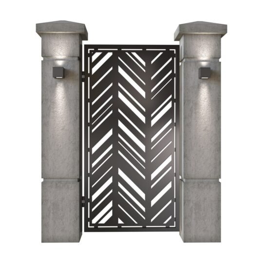 Poarta pietonala din tabla decupata (traforata CNC) cu plasma, model Zig Zag, SM ZZG01, 990 x 1940 mm, Negru