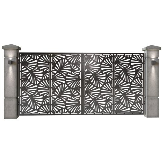 Poarta auto mare batanta din tabla decupata (traforata CNC) cu plasma, model Beijing, SM BEI05, 3884 x 1940 mm, Negru