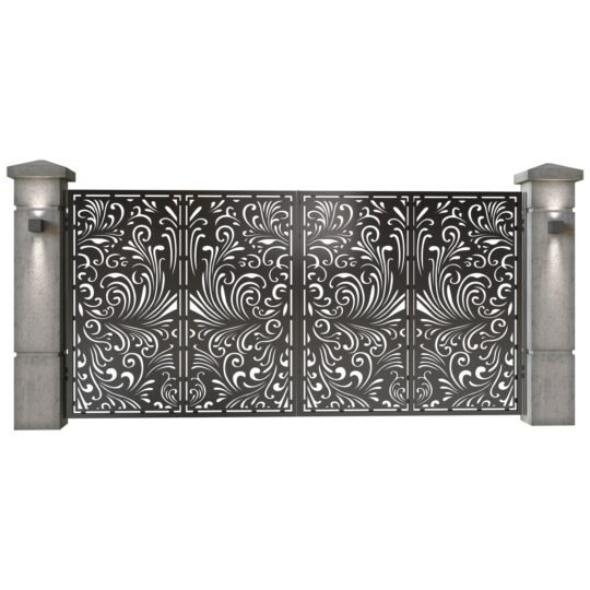 Poarta auto mare batanta din tabla decupata (traforata CNC) cu plasma, model Best, SM BTS05, 3884 x 1940 mm, Negru