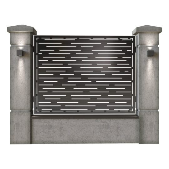 Panou de gard mare din tabla decupata (traforata) CNC cu plasma, model Dungi, SM DNG03, 1940 x 1500 mm, Negru