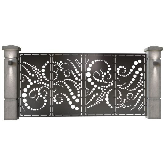 Poarta auto mare batanta din tabla decupata (traforata CNC) cu plasma, model Dots, SM DTS05, 3884 x 1940 mm, Negru