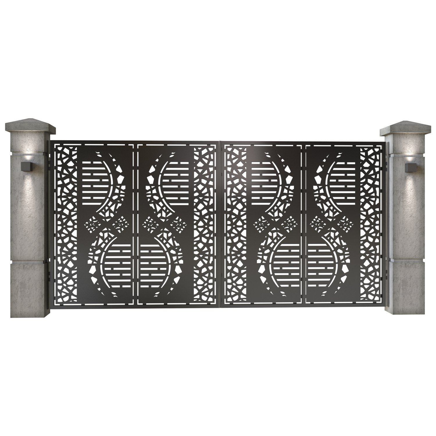 Poarta auto mare batanta din tabla decupata (traforata CNC) cu plasma, model Fantasy, SM FTS05, 3884 x 1940 mm, Negru