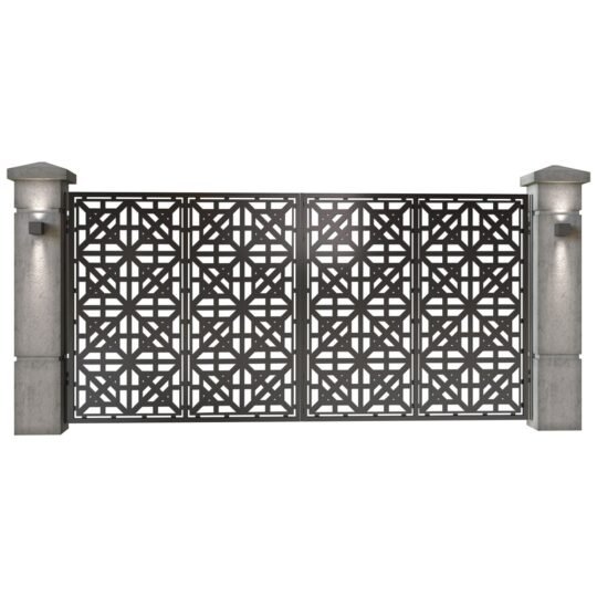 Poarta auto mare batanta din tabla decupata (traforata CNC) cu plasma, model Grande, SM GRN05 , 3884 x 1940 mm, Negru