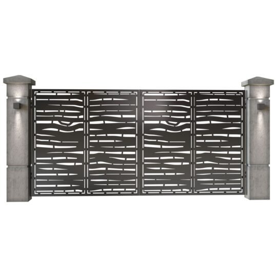 Poarta auto mare batanta din tabla decupata (traforata CNC) cu plasma, model Loft, SM LFT05, 3884 x 1940 mm, Negru