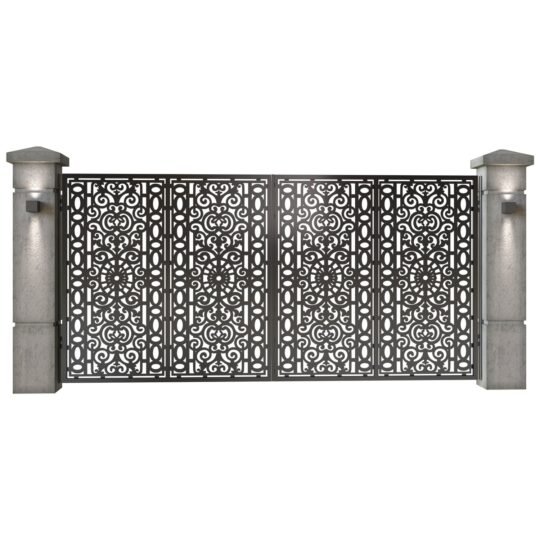 Poarta auto mare batanta din tabla decupata (traforata CNC) cu plasma, model Lux, SM LUX05, 3884 x 1940 mm, Negru