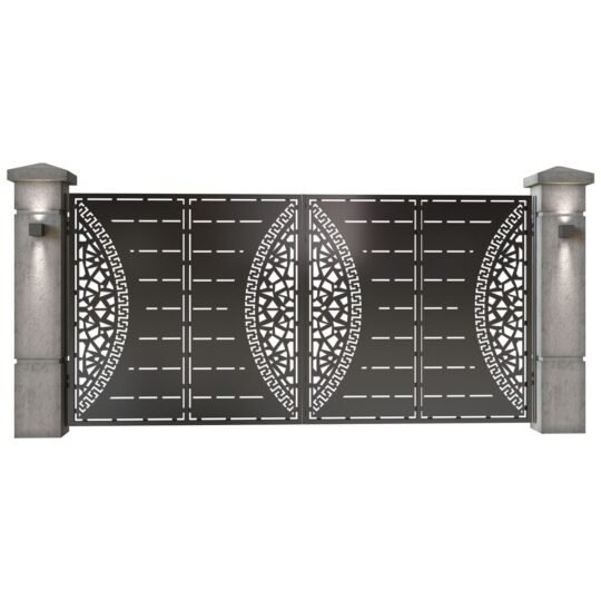 Poarta auto mare batanta din tabla decupata (traforata CNC) cu plasma, model Milano, SM MNL05, 3884 x 1940 mm, Negru