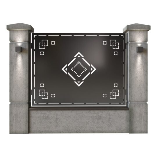 Panou de gard mare din tabla decupata (traforata) CNC cu plasma, model Amalfi, SM AMF03, 1940 x 1500 mm, Negru