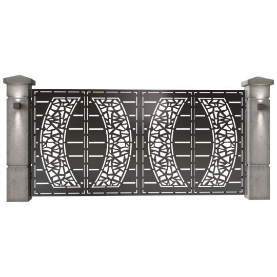 Poarta auto mare batanta din tabla decupata (traforata CNC) cu plasma, model Neo, SM NEO05, 3884 x 1940 mm, Negru