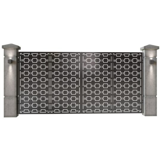 Poarta auto mare batanta din tabla decupata (traforata CNC) cu plasma, model Nova, SM NOVA05, 3884 x 1940 mm, Negru