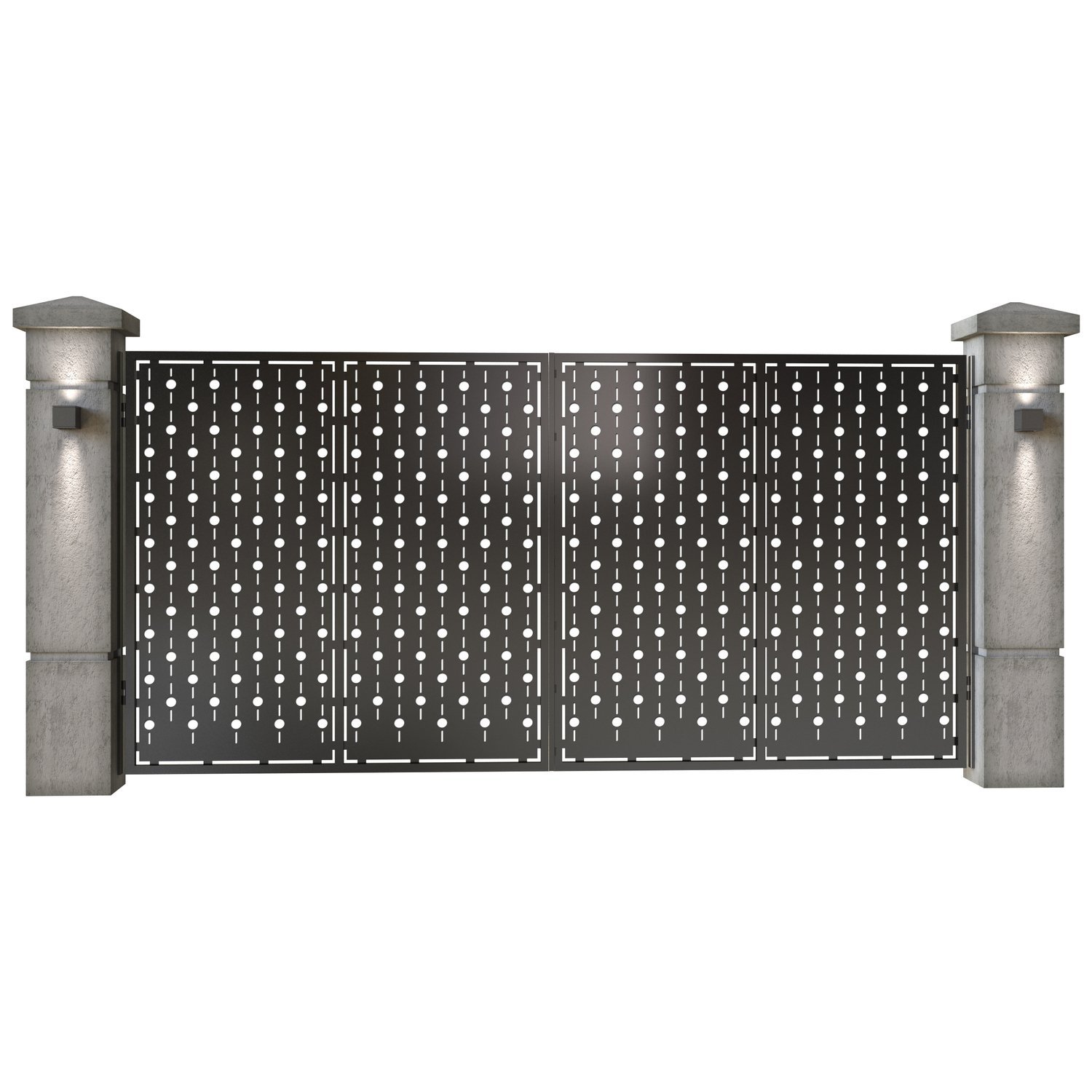 Poarta auto mare batanta din tabla decupata (traforata CNC) cu plasma, model Perla, SM PRL05, 3884 x 1940 mm, Negru