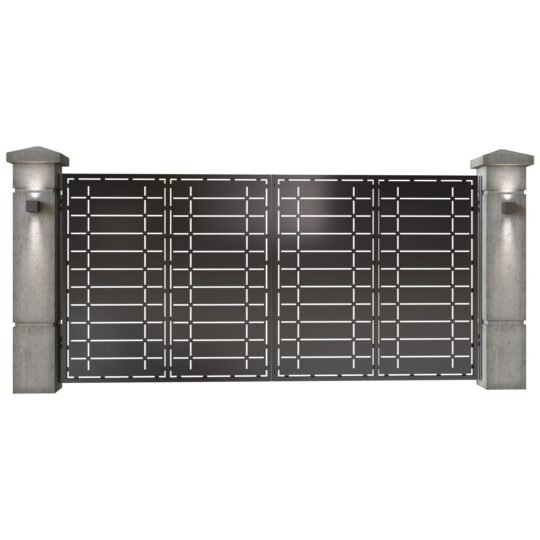 Poarta auto mare batanta din tabla decupata (traforata CNC) cu plasma, model Porto, SM POR05, 3884 x 1940 mm, Negru