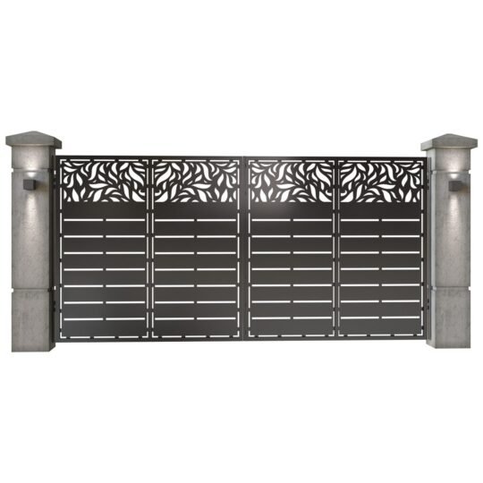 Poarta auto mare batanta din tabla decupata (traforata CNC) cu plasma, model Tenerife, SM TNR05, 3884 x 1940 mm, Negru