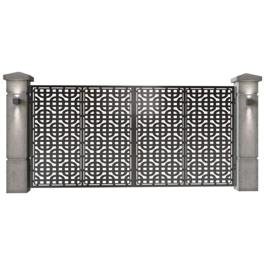 Poarta auto mare batanta din tabla decupata (traforata CNC) cu plasma, model Toronto, SM TRT05, 3884 x 1940 mm, Negru