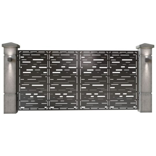 Poarta auto mare batanta din tabla decupata (traforata CNC) cu plasma, model Vector, SM VCT05, 3884 x 1940 mm, Negru