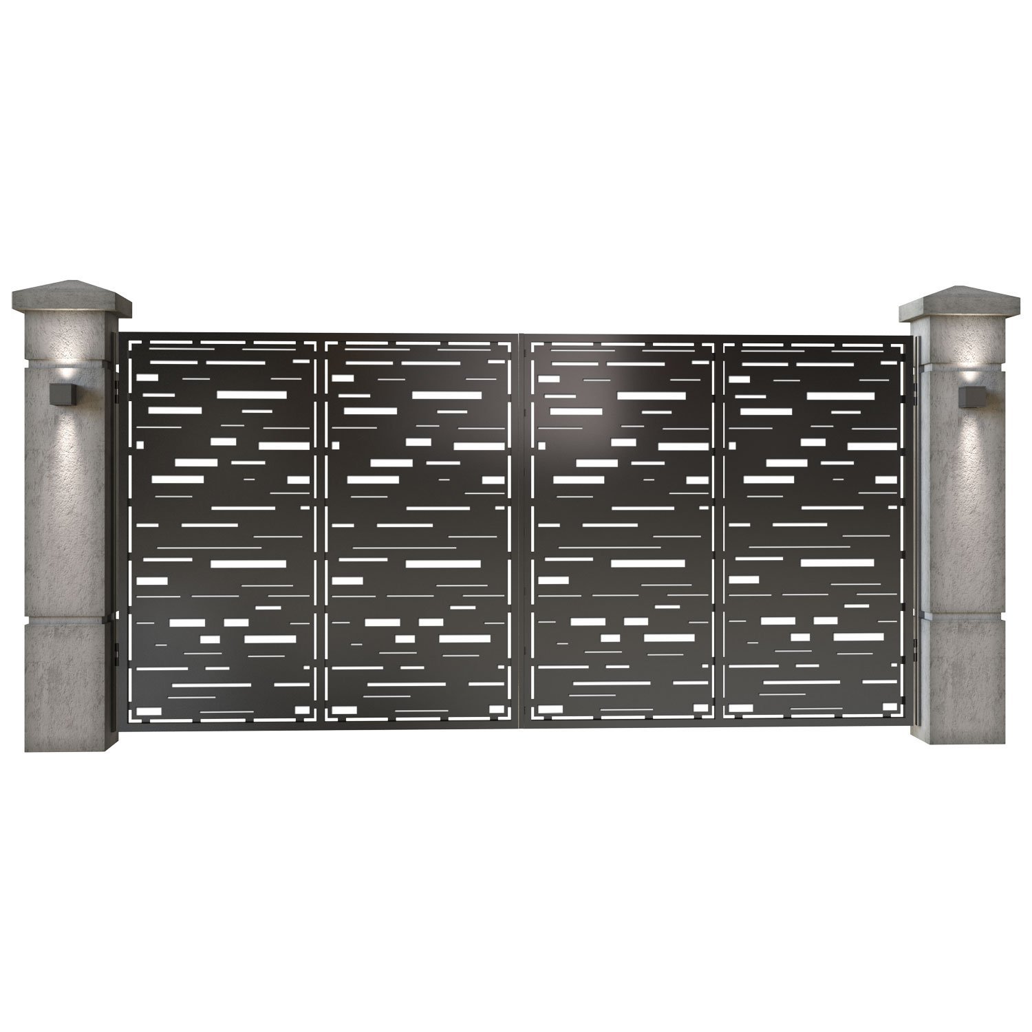 Poarta auto mare batanta din tabla decupata (traforata CNC) cu plasma, model Vector, SM VCT05, 3884 x 1940 mm, Negru