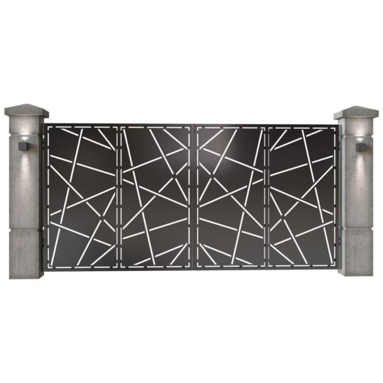 Poarta auto mare batanta din tabla decupata (traforata CNC) cu plasma, model Verona, SM VRN05, 3884 x 1940 mm, Negru