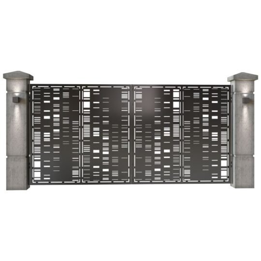 Poarta auto mare batanta din tabla decupata (traforata CNC) cu plasma, model Vertical, SM VRT05, 3884 x 1940 mm, Negru