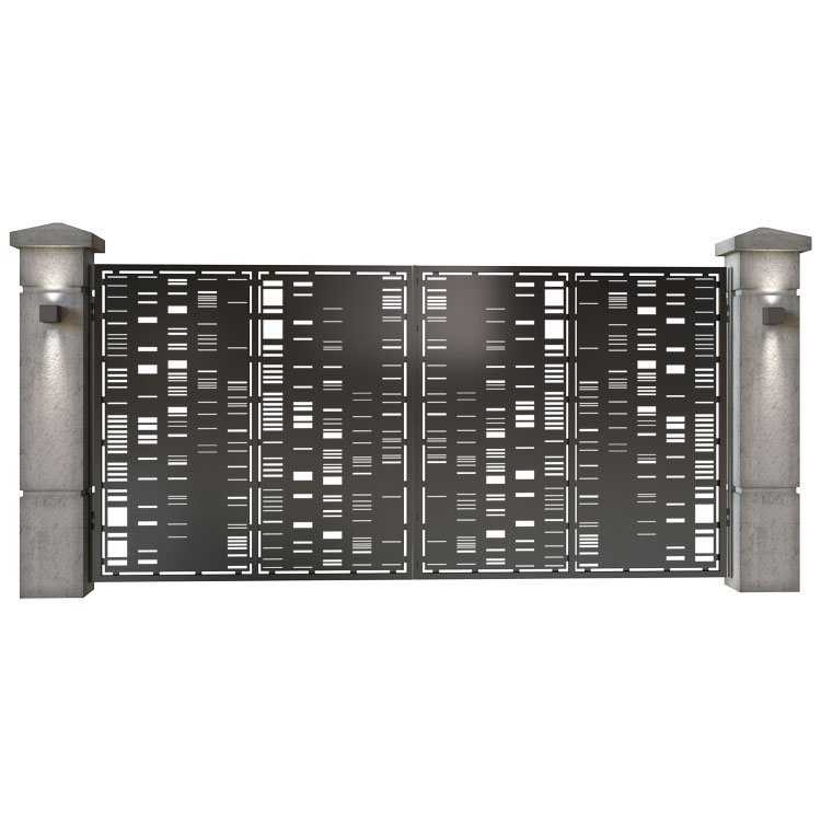 Poarta auto mare batanta din tabla decupata (traforata CNC) cu plasma, model Vertical, SM VRT05, 3884 x 1940 mm, Negru