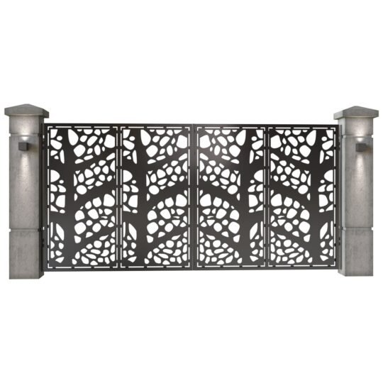 Poarta auto mare batanta din tabla decupata (traforata CNC) cu plasma, model Vogue, SM VOG05 , 3884 x 1940 mm, Negru