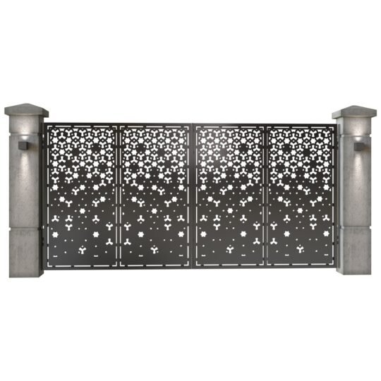 Poarta auto mare batanta din tabla decupata (traforata CNC) cu plasma, model Zara, SM ZRA05, 3884 x 1940 mm, Negru