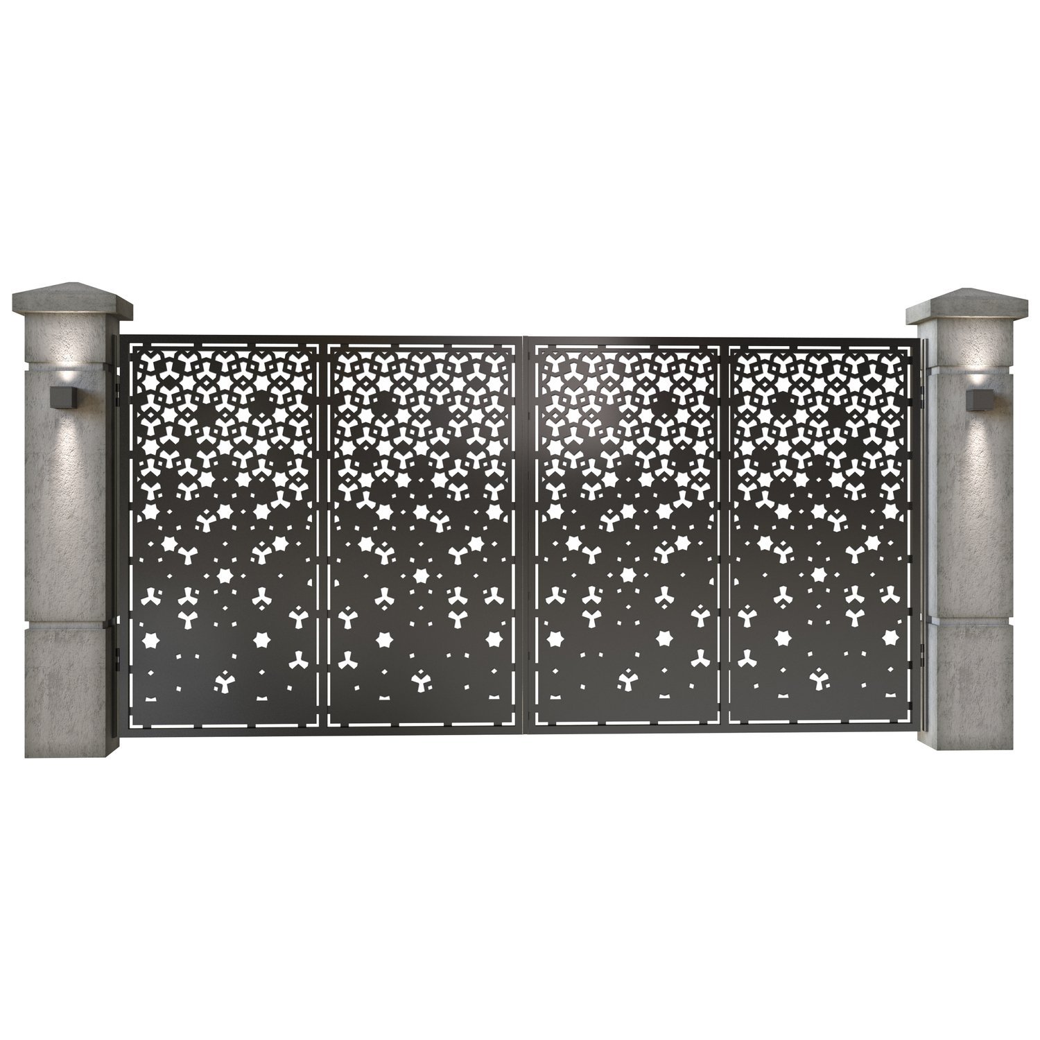 Poarta auto mare batanta din tabla decupata (traforata CNC) cu plasma, model Zara, SM ZRA05, 3884 x 1940 mm, Negru