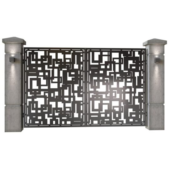 Poarta auto mica batanta din tabla decupata (traforata CNC) cu plasma, model Abstract, SM ABS04, 3000 x 1940 mm, Negru