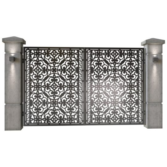 Poarta auto mica batanta din tabla decupata (traforata CNC) cu plasma, model Artesa, SM ATS04, 3000 x 1940 mm, Negru