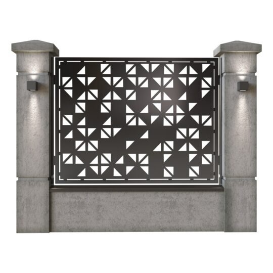 Panou de gard mare din tabla decupata (traforata) CNC cu plasma, model Galaxy, SM GLX03, 1940 x 1500 mm, Negru