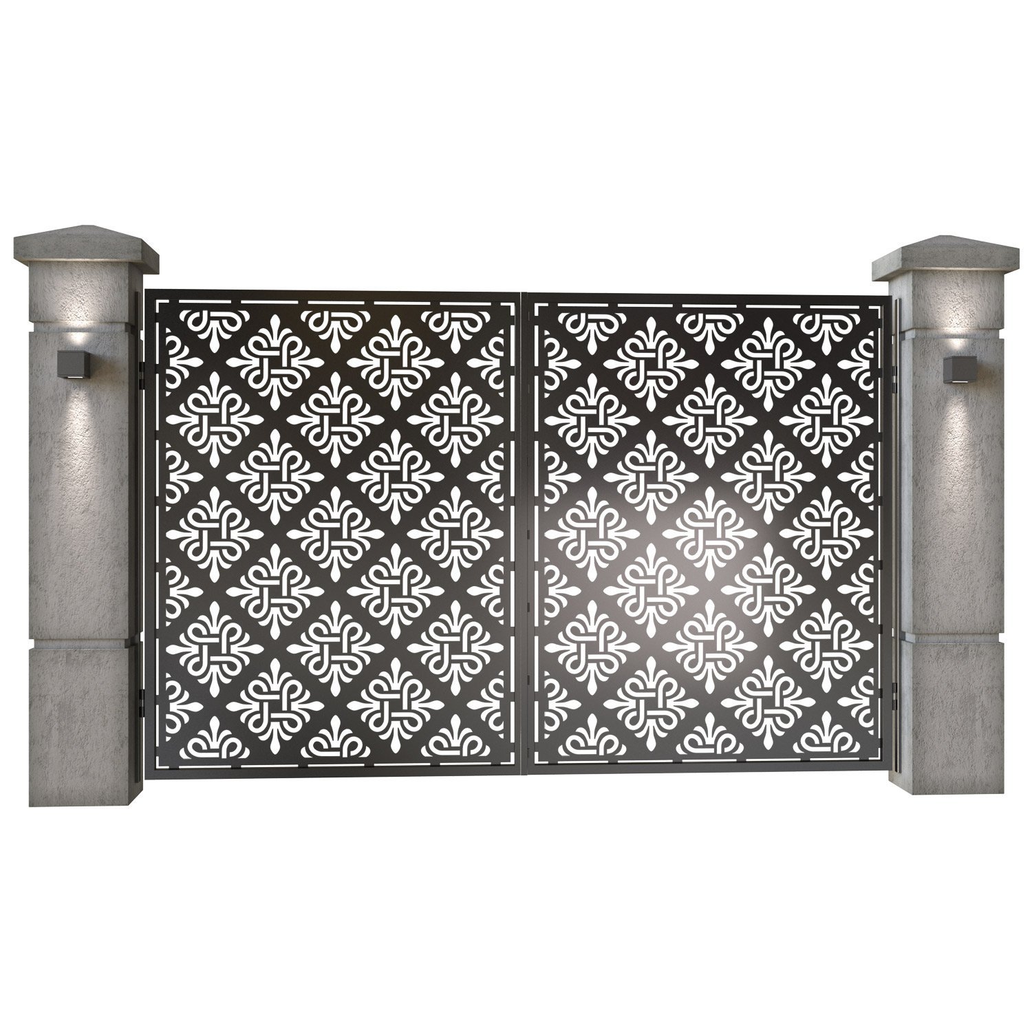 Poarta auto mica batanta din tabla decupata (traforata CNC) cu plasma, model Cairo, SM CIR04, 3000 x 1940 mm, Negru