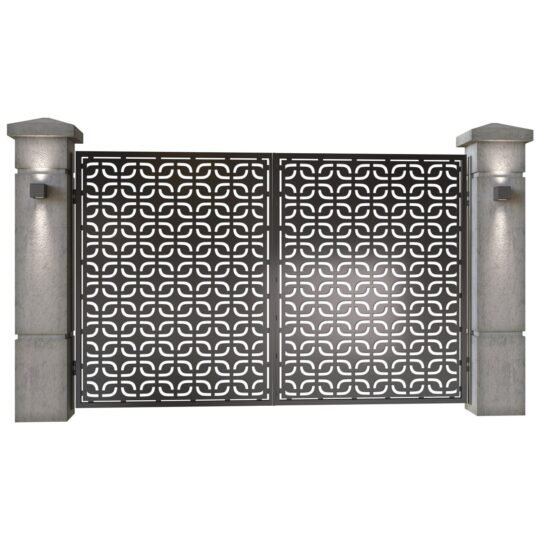 Poarta auto mica batanta din tabla decupata (traforata CNC) cu plasma, model Classic, SM CLS04, 3000 x 1940 mm, Negru