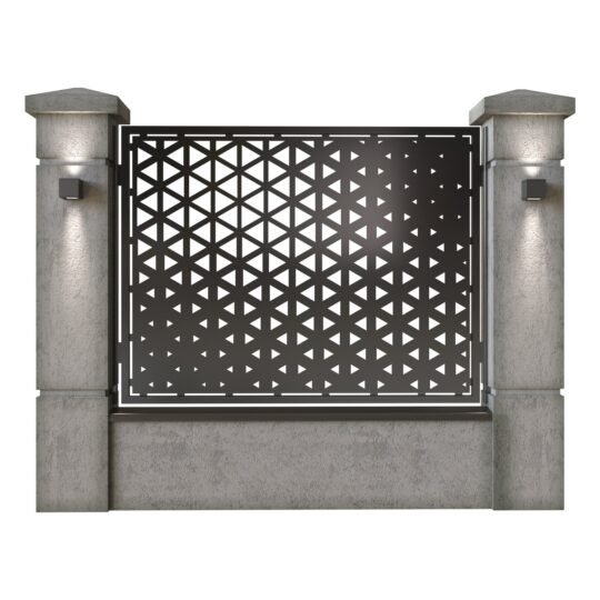 Panou de gard mare din tabla decupata (traforata) CNC cu plasma, model Gradient, SM GDT03, 1940 x 1500 mm, Negru